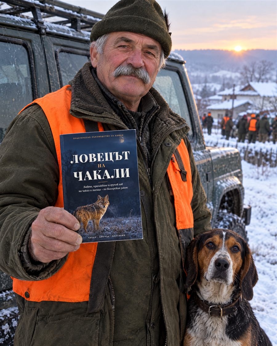 Възрастен ловец с книгата преди групов лов